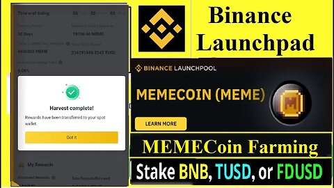 How To Earn Free MEME Coin Binance || Binance MEME Coin Launchpool|| How to Harvest MEME Coin