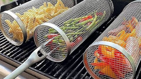Rotating Stainless Steel Barbecue Grill Basket