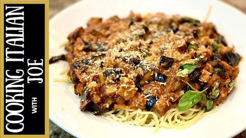 Spaghetti with Fried Eggplant and Tomatoes | Cooking Italian with Joe