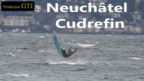 Neuchatel Cudrefin : Windsurfing action from Switzerland