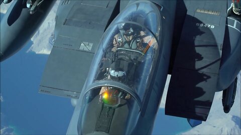 KC-10 Extender refuels F-15E Strike Eagles