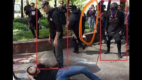 Aug 4 2018 Portland 1.13 antifa follow 2 men sucker punch one & spray him with mace on the ground