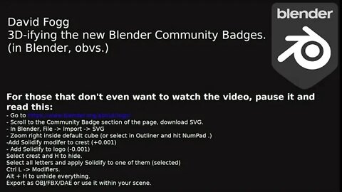 How to 3D-ify the new Blender Community Badges easily.