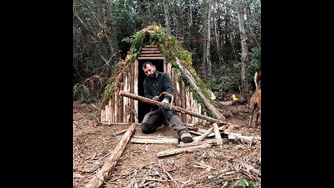 Building bushcraft shelter and outdoor cooking