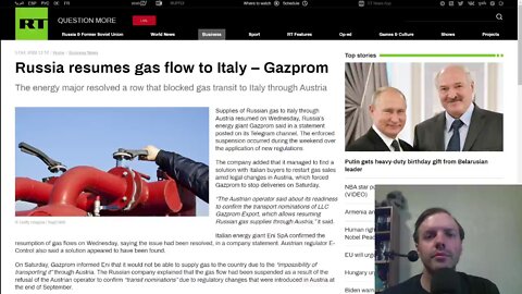 Russia resumes gas flow to Italy