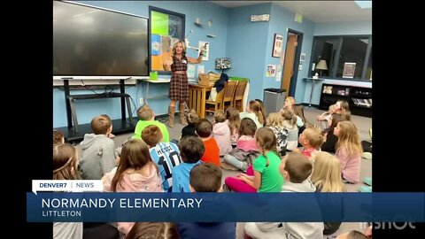 Meteorologist Lisa Hidalgo meets with third graders at Normandy Elementary in Littleton