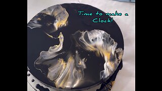 Gorgeous Wood Round Blowout with Black, White and Gold ~ Making A Clock ~ Abstract Art