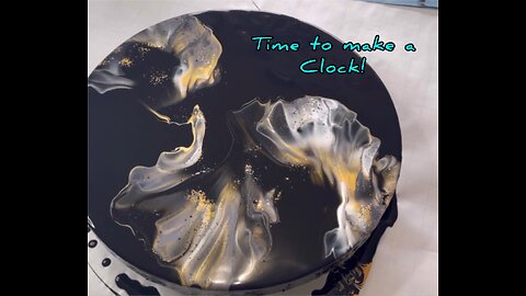 Gorgeous Wood Round Blowout with Black, White and Gold ~ Making A Clock ~ Abstract Art