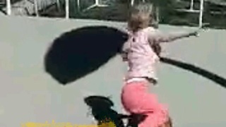 Little girl tries to play basketball like a big kid - Regrets it!!
