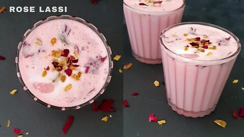 Easy Rose Lassi Recipe | Sweet Lassi | Rose Syrup Lassi