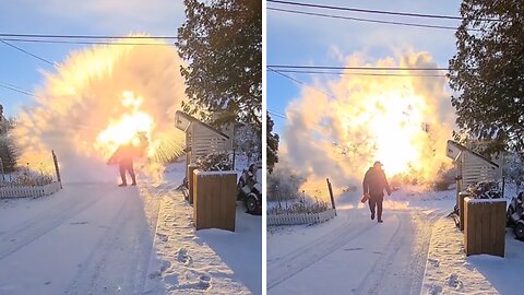 Throwing boiling water into air when it's -23C°