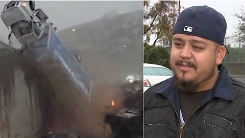 Witness recounts astonishing sight of truck tumbling over guard rail