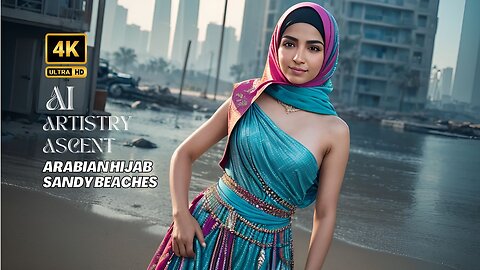 [4K] AI Artistry Lookbook l Video- Ai Lookbook Girl l Arabian- Arabian Hijab-Sandy Beaches