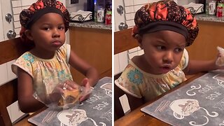 4-year-old is loving her burger midnight snack