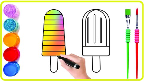 How to Draw & Color Rainbow Ice Cream The EASIEST Way for Kids!