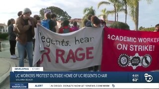 UC workers protest outside home of UC Regents chair