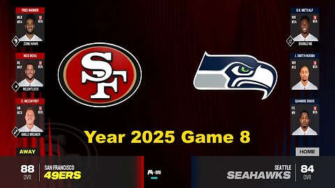 Madden 24 Year 2025 Game 8 49ers Vs Seahawks 1.5x speed