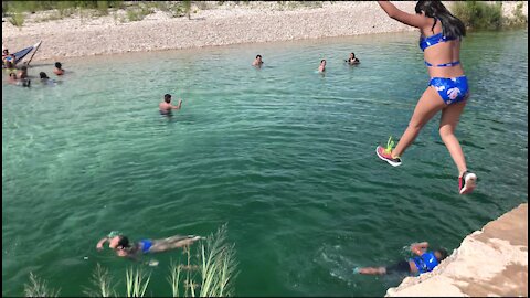 Swimming at "the Quince" - Camp Wood, TX