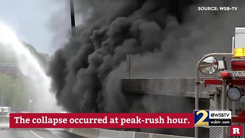 Massive blaze causes bridge collapse during rush hour | Rare News