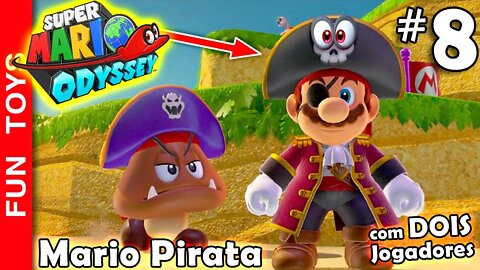 🔴 Super Mario Odyssey #8 - Quem tá de FÉRIAS vai na PRAIA! Mario com roupa de PIRATA fica engraçado!