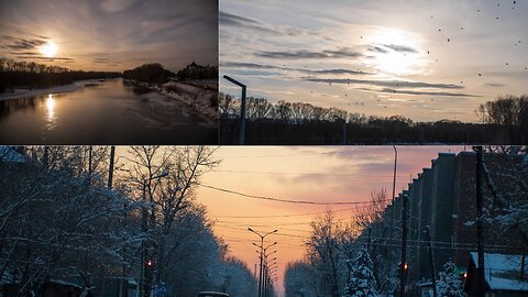 Sunset Drive Through Semey's Snowy Streets: A Breathtaking View of the City's Beauty