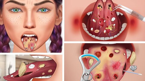 ASMR The best treatment for pierced tongue, split tongue | 현실적인 혀 치료 애니메이션