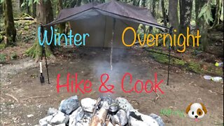 Cascade Mountains winter overnight hike & cook (mostly ASMR+music)
