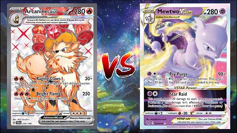 Pokemon TCG Live Arcanine EX Reshiram V VS Mewtwo VSTAR Arceus VSTAR!!