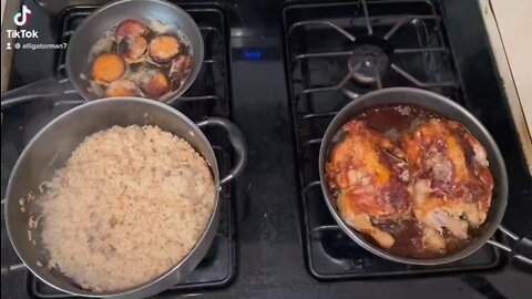 Brown Rice 🌾 🍚 Sweet Potato 🍠 2 full Small Chicken 🍗 🍗 me and mother Yes cook 🧑🏼‍🍳