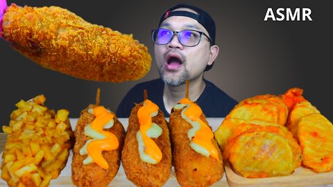 ASMR CORN DOGS KOREAN & Potato Chips, Mukbang