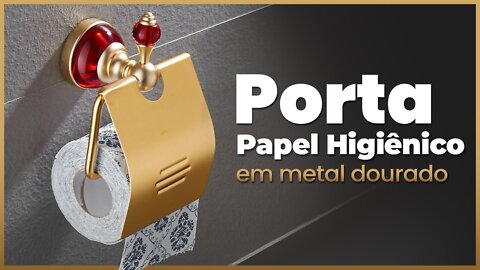 Porta Papel Higiênico em Metal Dourado Lenharo Mega Store - Mod. G106-04