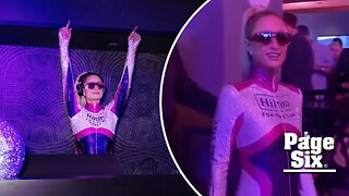 The moment Paris Hilton walks into Formula 1 Las Vegas Grand Prix party
