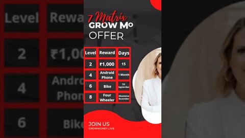 Grow Money 7 Matrix Offer| #GrowMoney #AutoPool #7Matrix