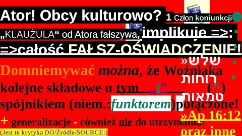 Ator!«Obcy Kulturowo?»Jak Banda od Uszi Oraz Cała Reszta Katolickiego De Facto Bezprawia/Np Ator