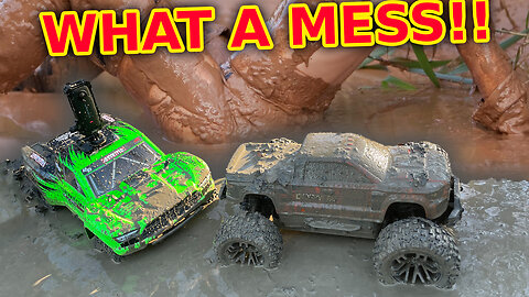 RC Cars play in the mud like pigs