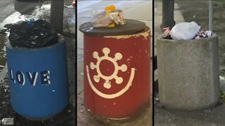 Cleveland community leaders say overflowing city garbage cans are a chronic issue