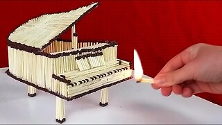 Burning a Mini Piano made from Matches