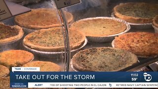 Restaurants prepping for takeout orders with heavy rain