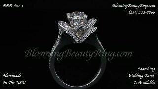 BBR-607-1 Small Crimson Rose Flower Style Diamond Engagement Ring