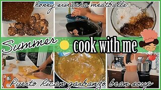 *NEW* SUMMER COOK WITH ME 2022 | HONEY SRIRACHA MEATBALLS & PUERTO RICAN SOUP RECIPES | ez tingz