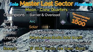 Destiny 2 Master Lost Sector: Moon - K1 Crew Quarters on my Titan Solo-Flawless 11-1-22