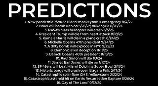 PREDICTIONS: Harris plane crash 8/24; Israel nuke Iran 5/26; Trump will die 8/18; bomb NYC 9/25