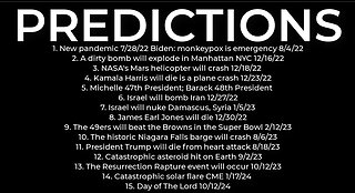 PREDICTIONS - Harris' plane crash 12/8; dirty bomb NYC 12/7; M. Obama Vice President 12/23