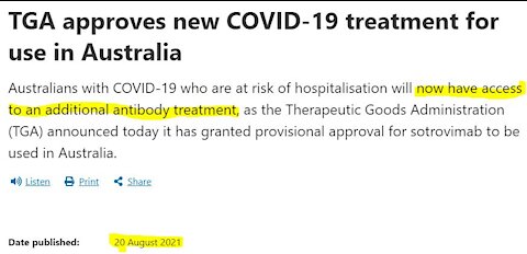 AUSTRALIA APPROVES COVID19 TREATMENT