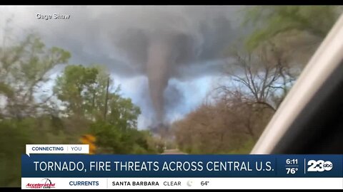 Tornado, fire threats across Central United States
