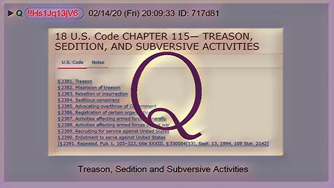 Q February 16, 2020 – Treason, Sedition, And Subversive Activities