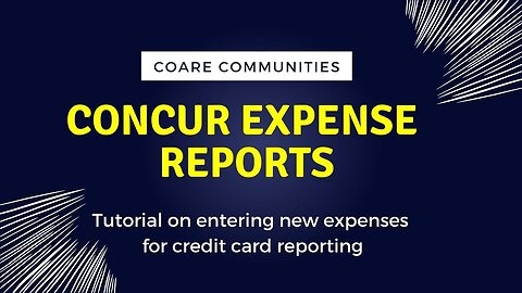 Concur Expense Report Training