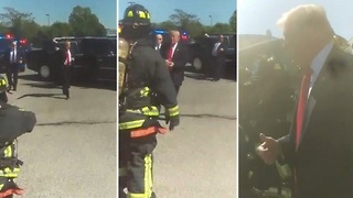 Trump stops motorcade to personally thank firefighters in sweltering NY heat