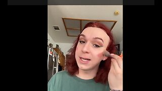 Transgender "Woman" (Man) Explains How/Why He Is a Lesbian While Applying Makeup