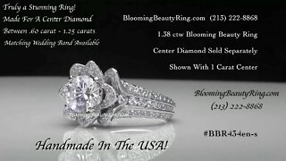 BBR 434en-S 1.37 ctw. Small Hand Engraved Blooming Beauty Engagement Ring